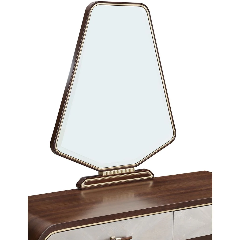 Michael Amini Houston Vanity Table with Mirror - Walnut - Image 7