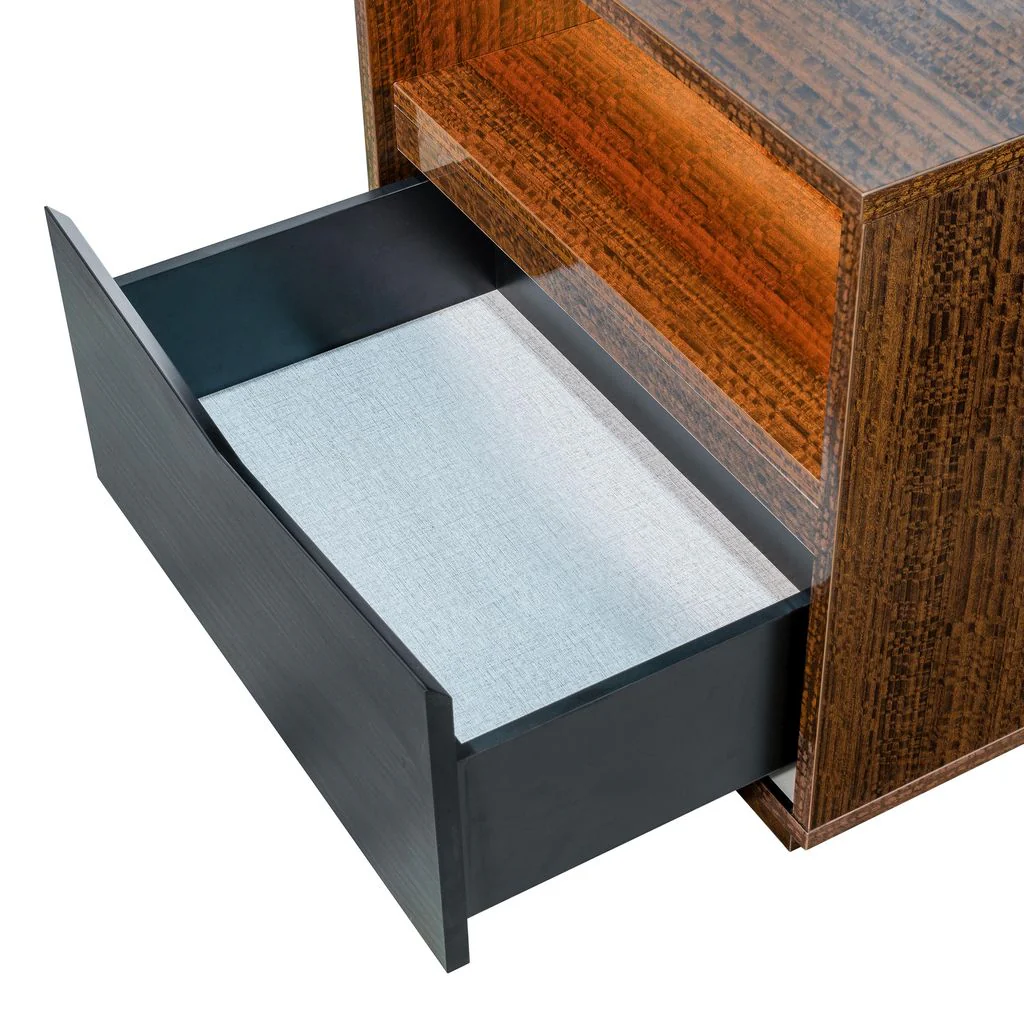 Michael Amini Kayner 1-Drawer Nightstand with LED Lights - Charcoal - Image 11