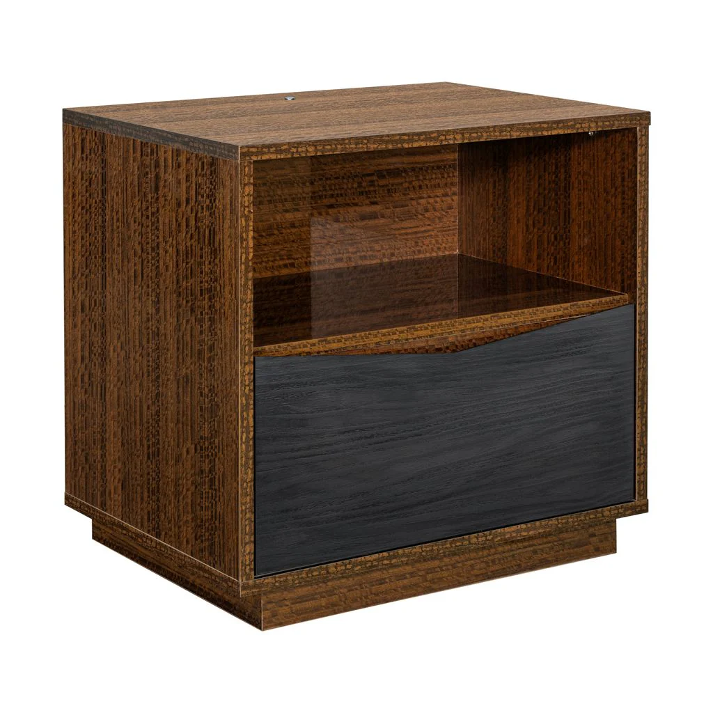 Michael Amini Kayner 1-Drawer Nightstand with LED Lights - Charcoal - Image 3