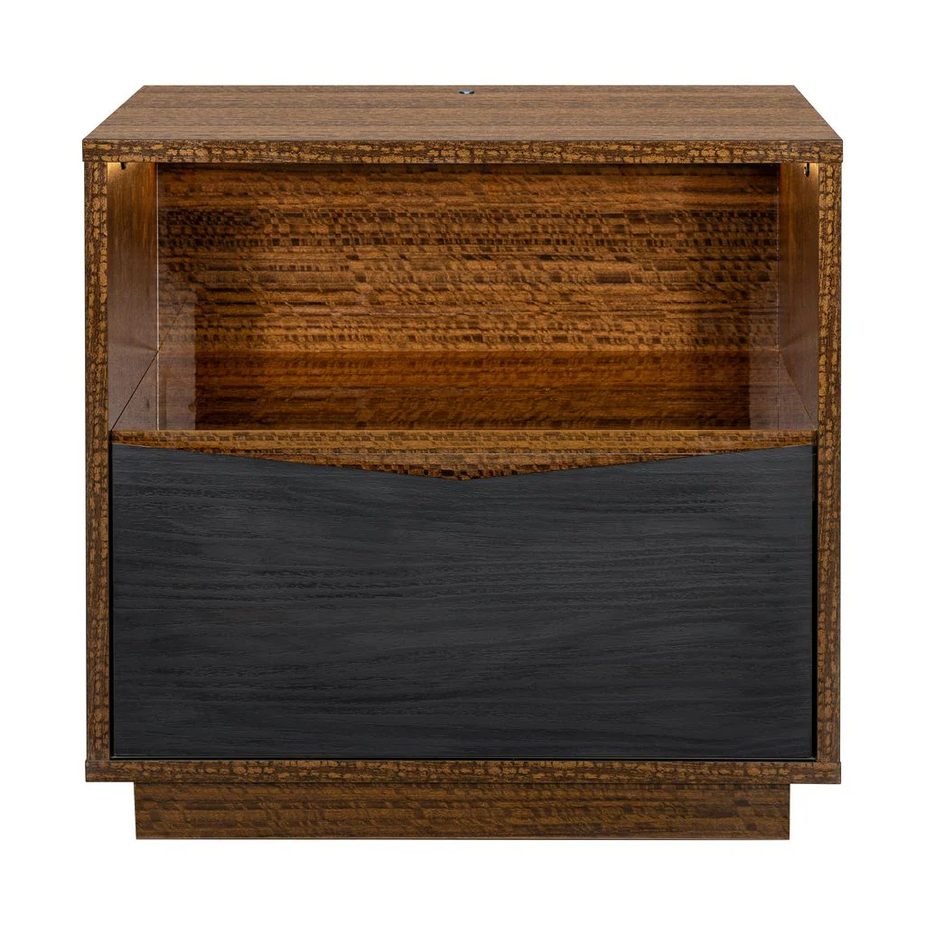 Michael Amini Kayner 1-Drawer Nightstand with LED Lights - Charcoal - Image 7