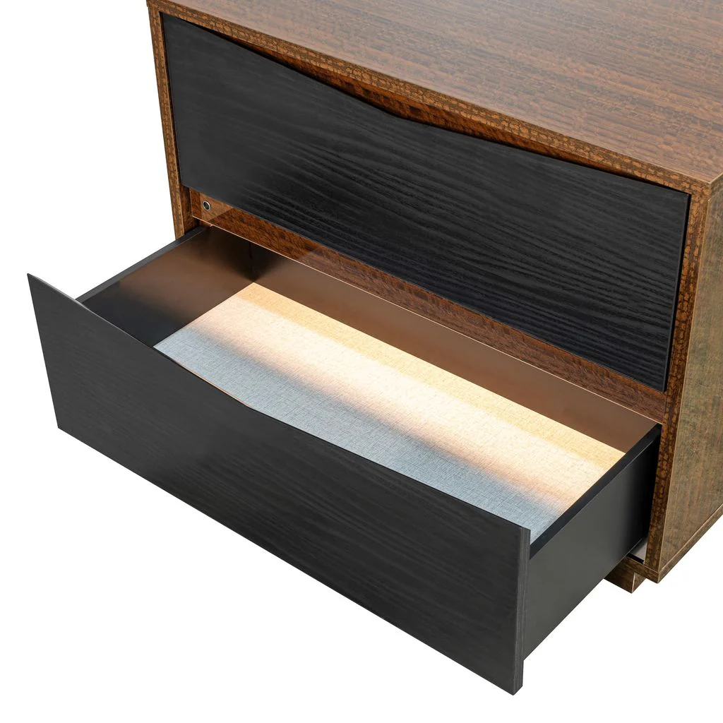 Michael Amini Kayner 2-Drawer Nightstand - Charcoal - Image 10