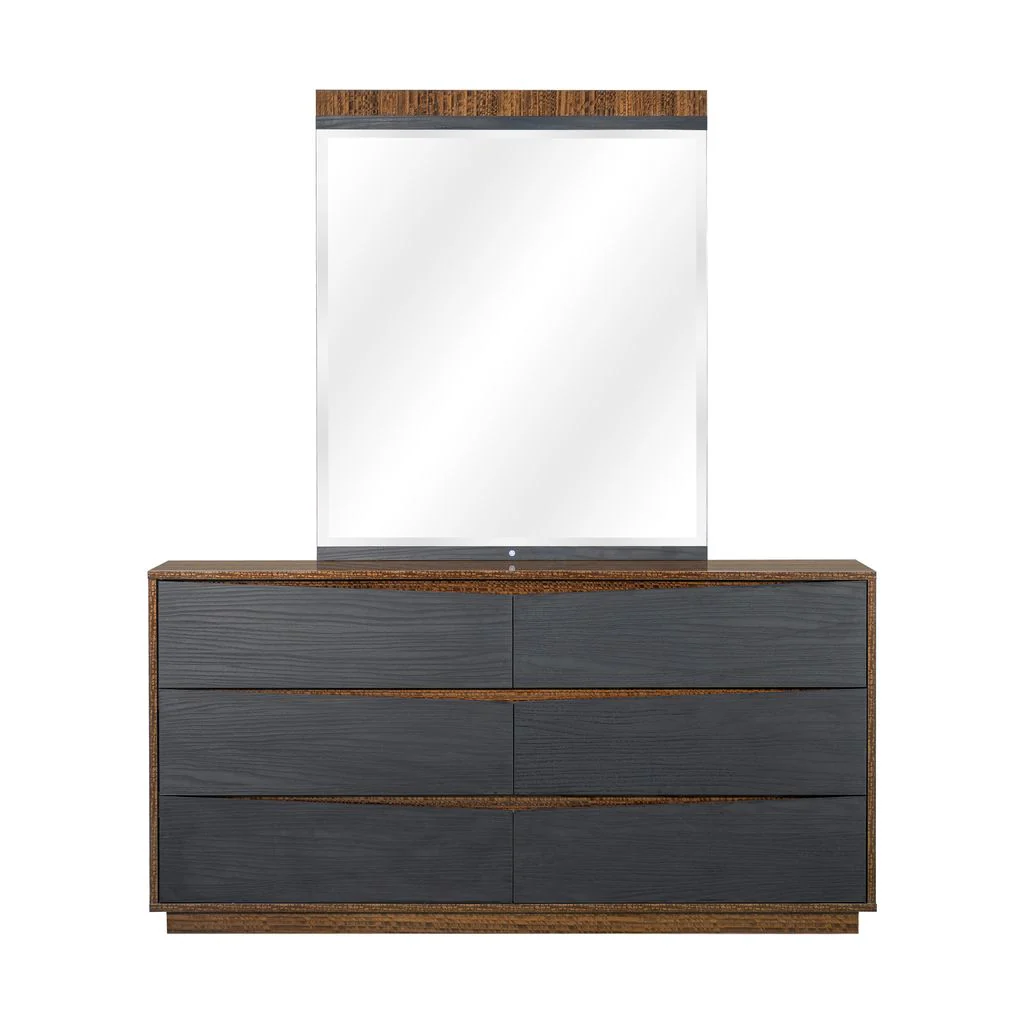 Michael Amini Kayner Dresser with Mirror - Charcoal - Image 2