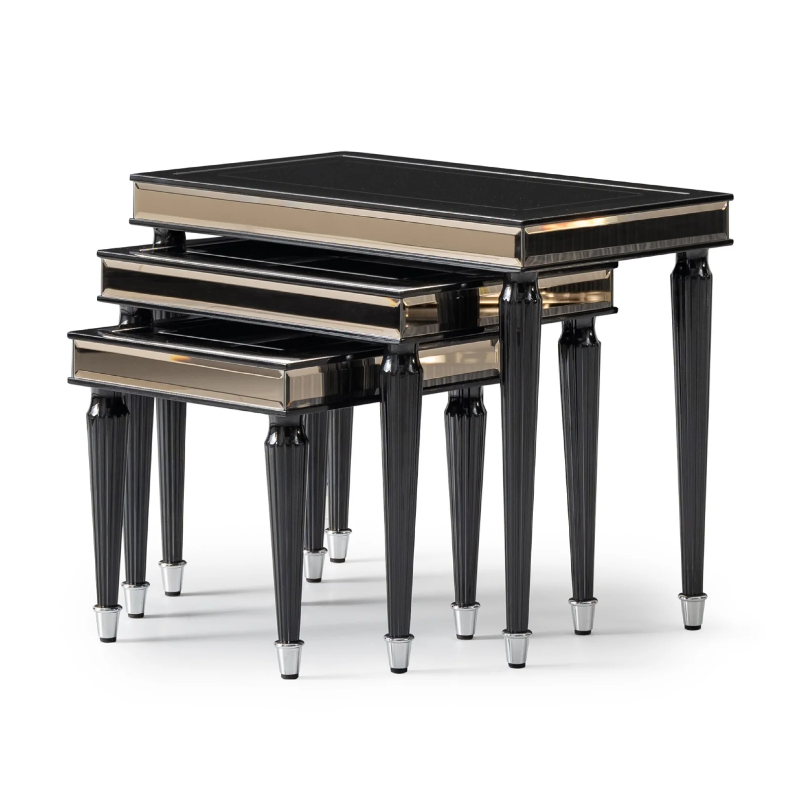 Michael Amini La Francaise Nesting Tables, Set of 3 - Black Ice - Image 2