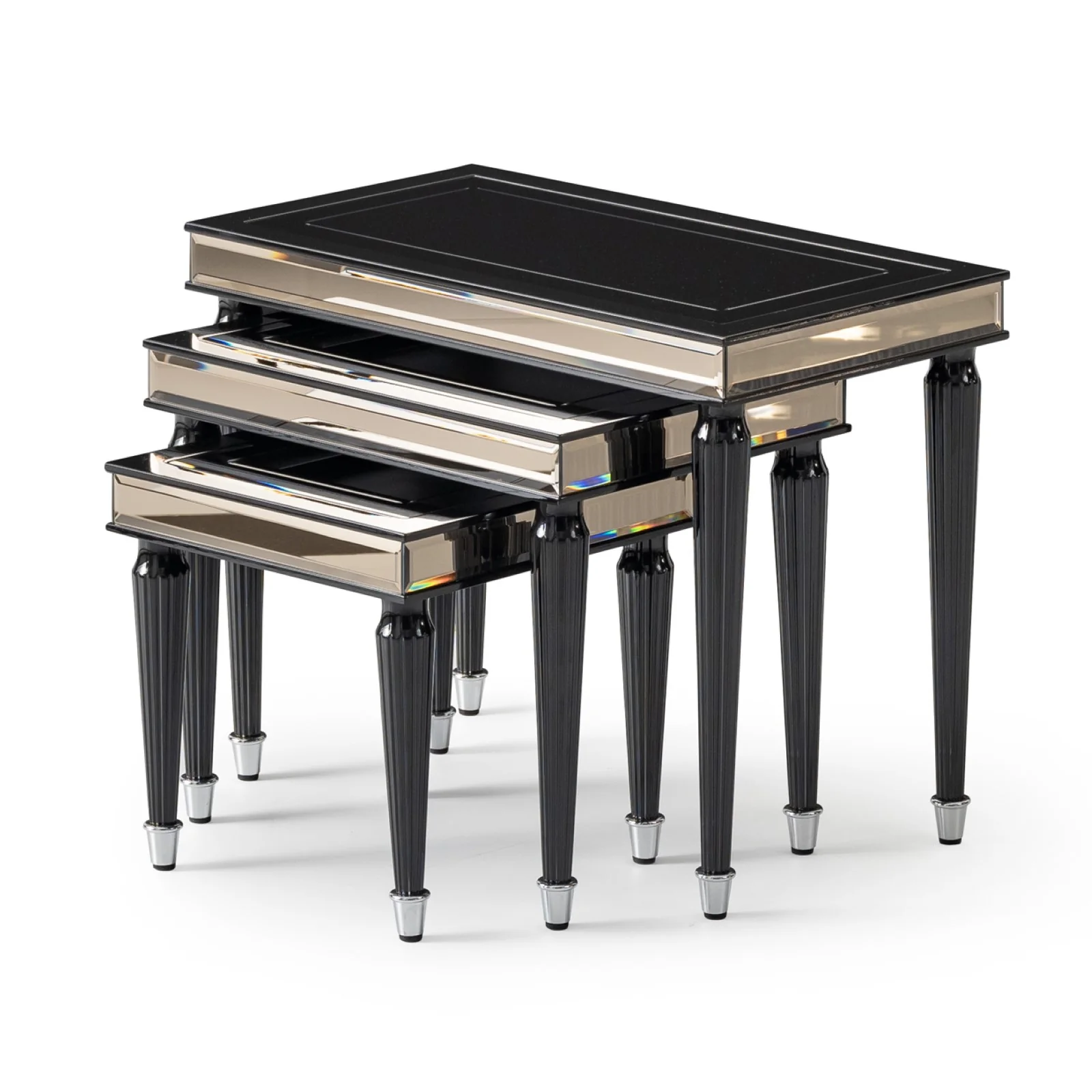 Michael Amini La Francaise Nesting Tables, Set of 3 - Black Ice - Image 3