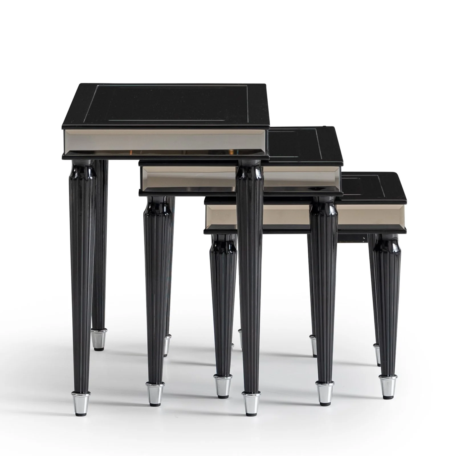 Michael Amini La Francaise Nesting Tables, Set of 3 - Black Ice - Image 4