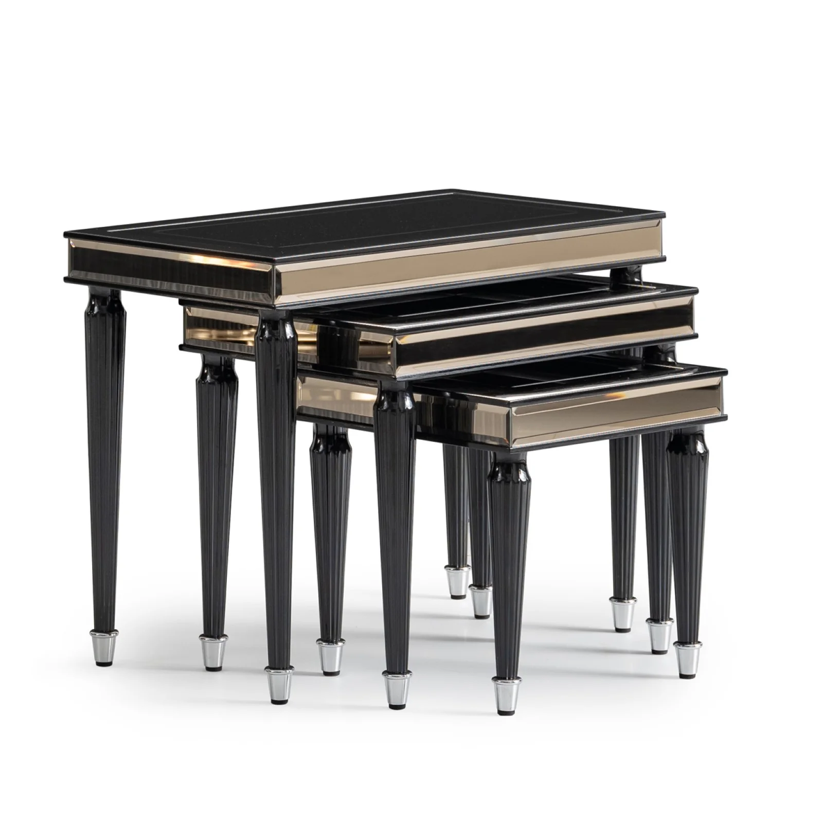Michael Amini La Francaise Nesting Tables, Set of 3 - Black Ice - Image 5