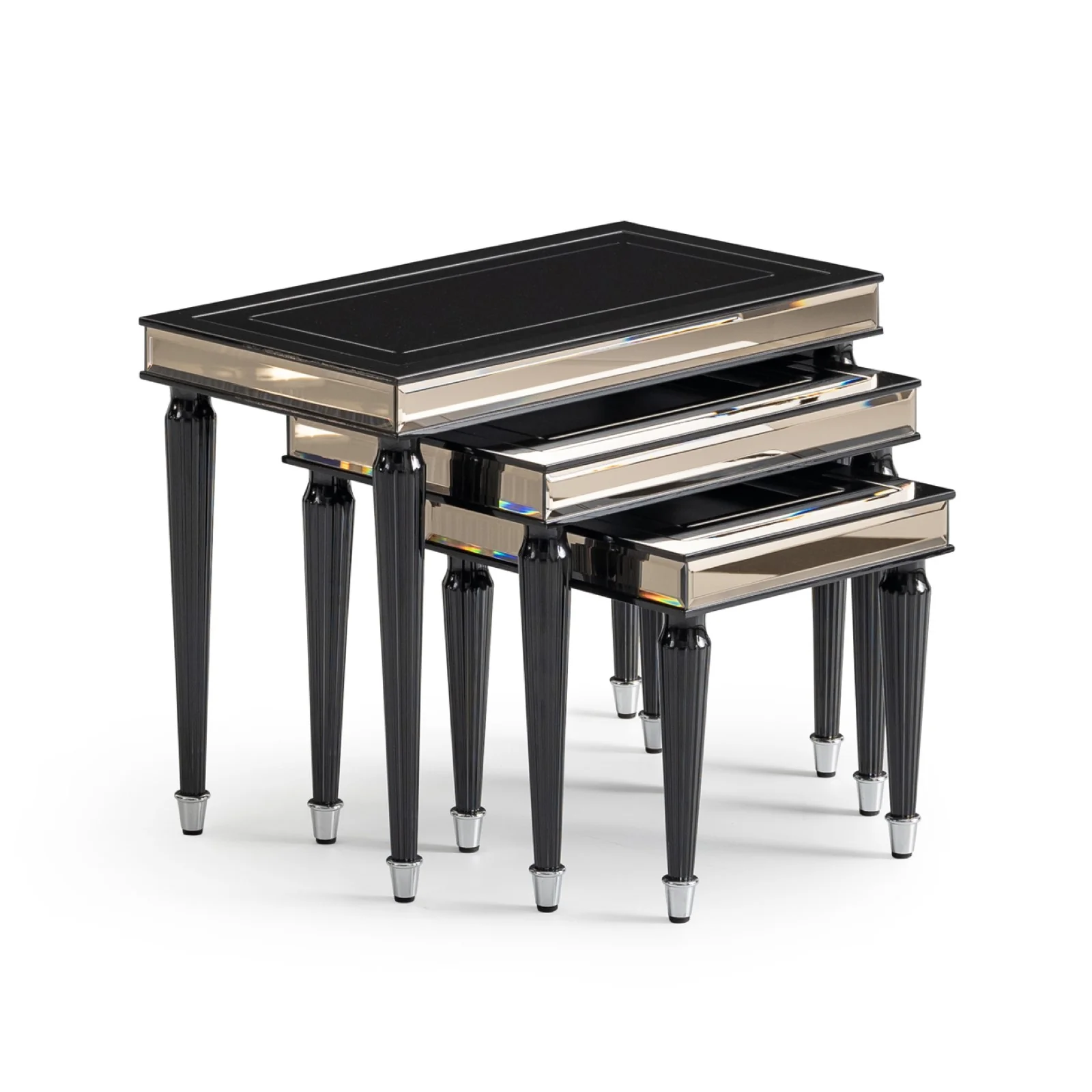 Michael Amini La Francaise Nesting Tables, Set of 3 - Black Ice - Image 6