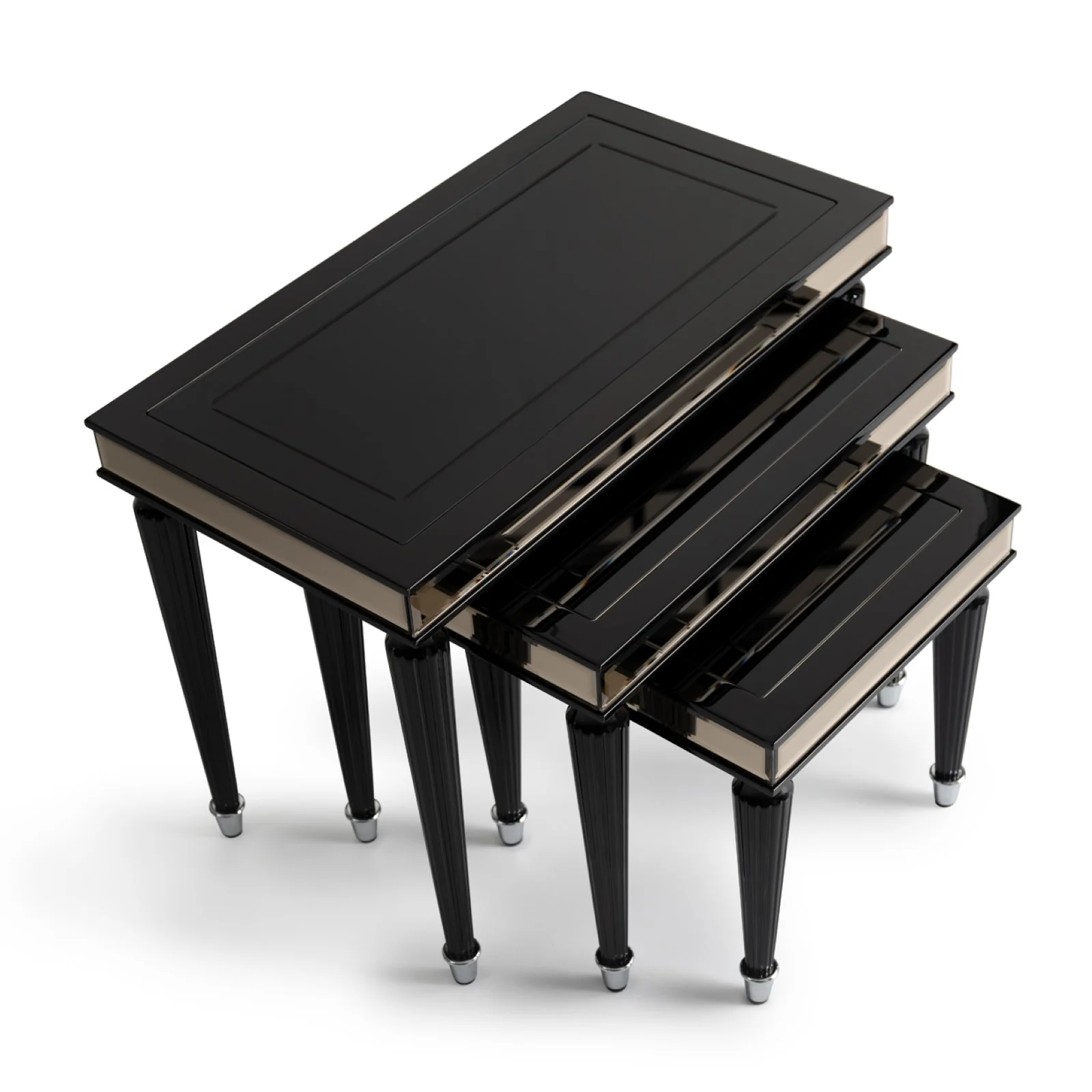 Michael Amini La Francaise Nesting Tables, Set of 3 - Black Ice - Image 7
