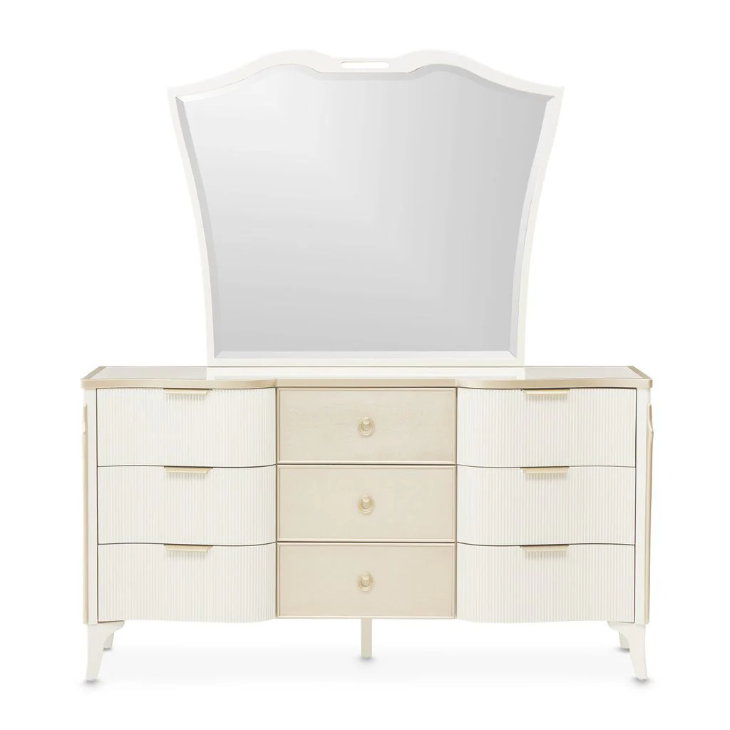 Michael Amini La Marisia Dresser with Mirror - Creamy Pearl - Image 2