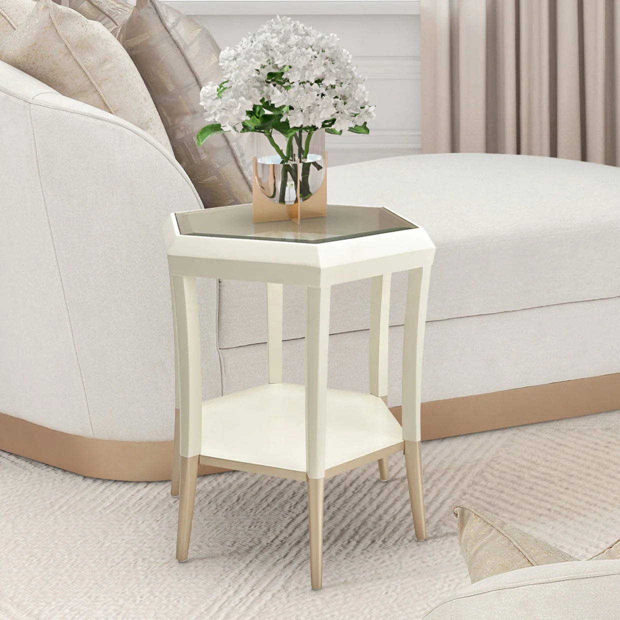Michael Amini La Rachelle Hexagon Accent Table - Image 2