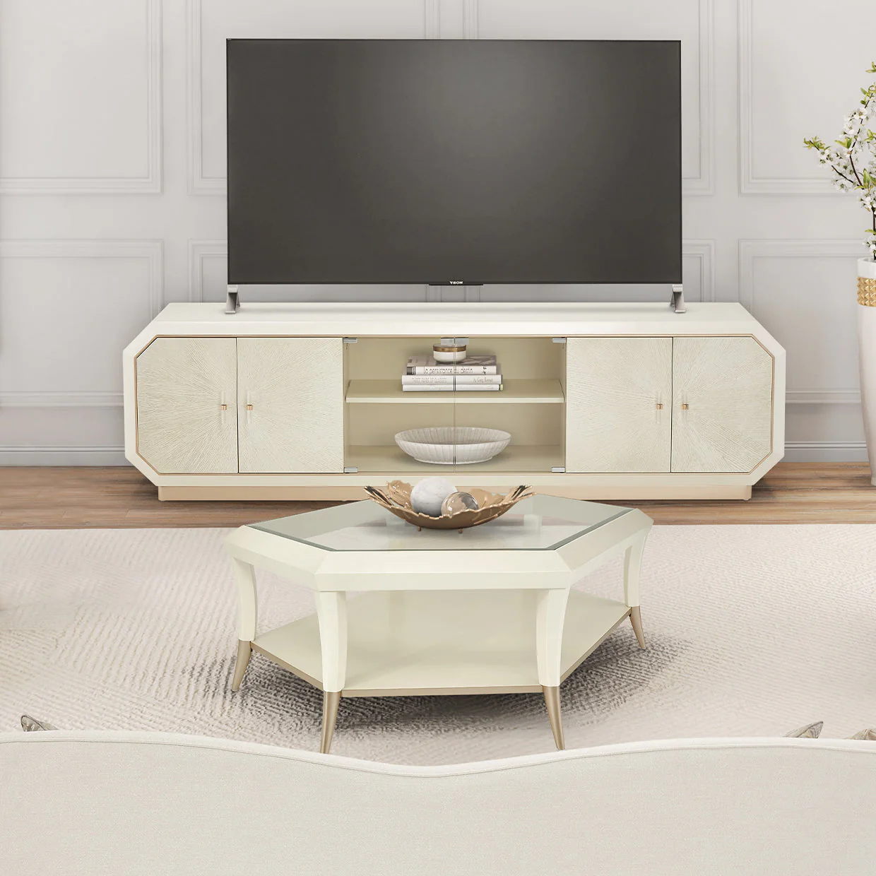 Michael Amini La Rachelle Hexagon Cocktail Table - Image 2