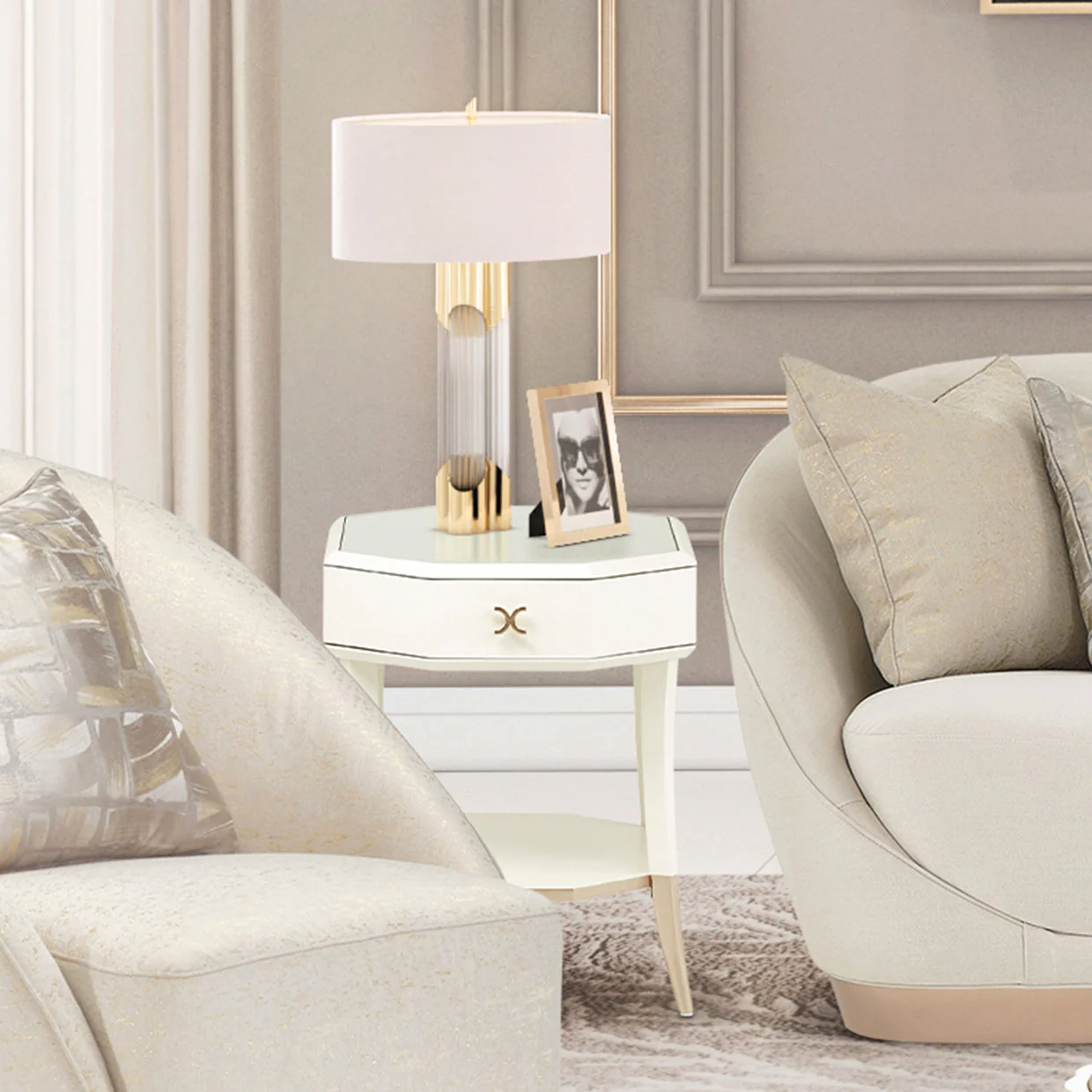 Michael Amini La Rachelle Octagonal End Table - Image 2