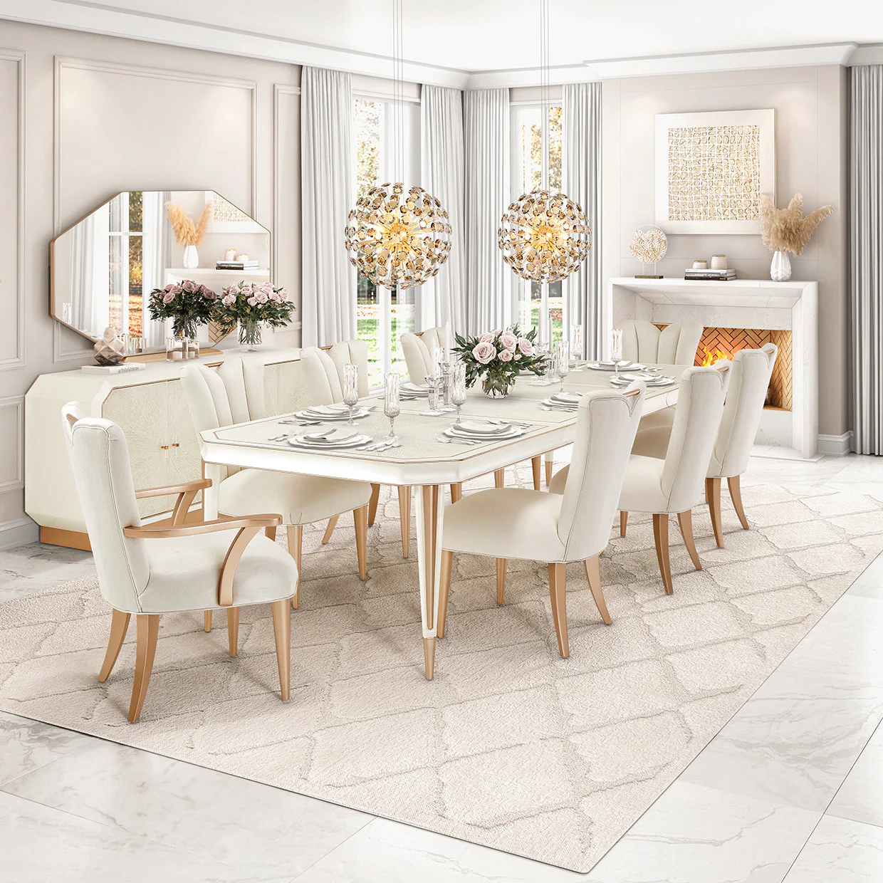 Michael Amini La Rachelle Rectangular Extendable Dining Table - Image 2