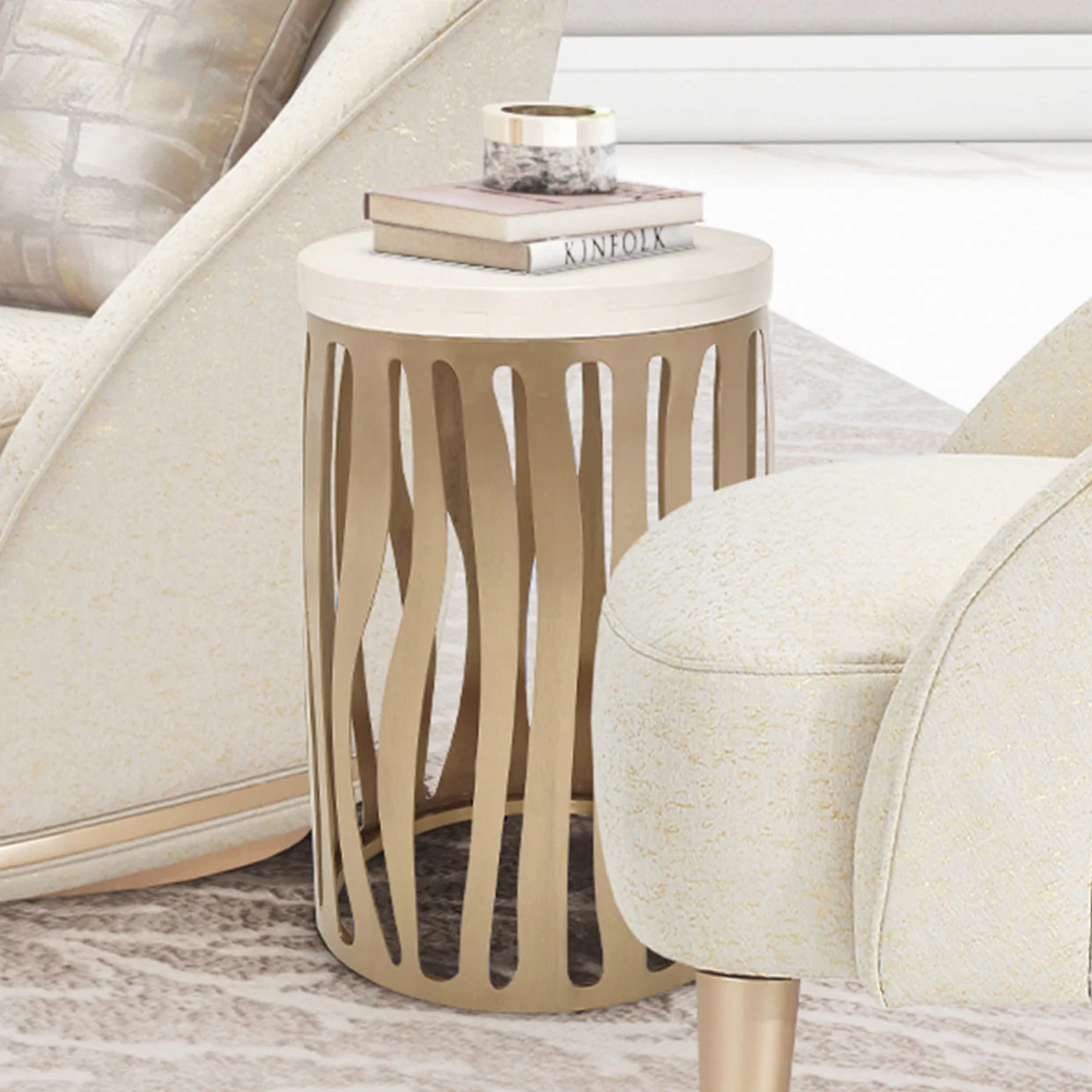 Michael Amini La Rachelle Round Side Table - Image 2