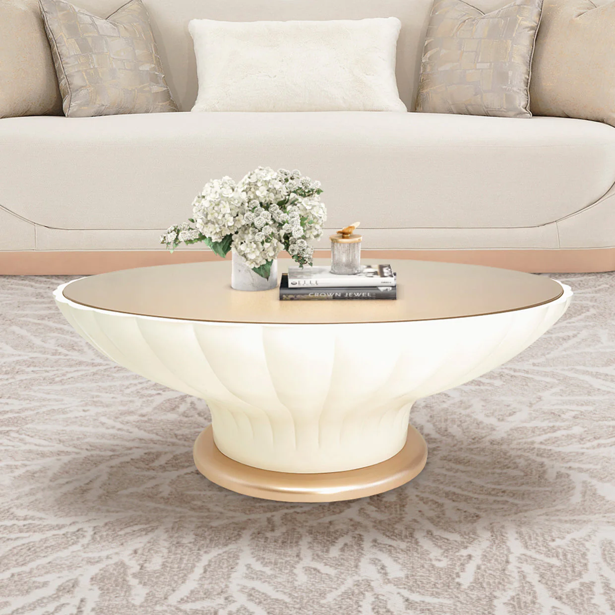 Michael Amini La Rachelle Round Scalloped Cocktail Table - Image 2