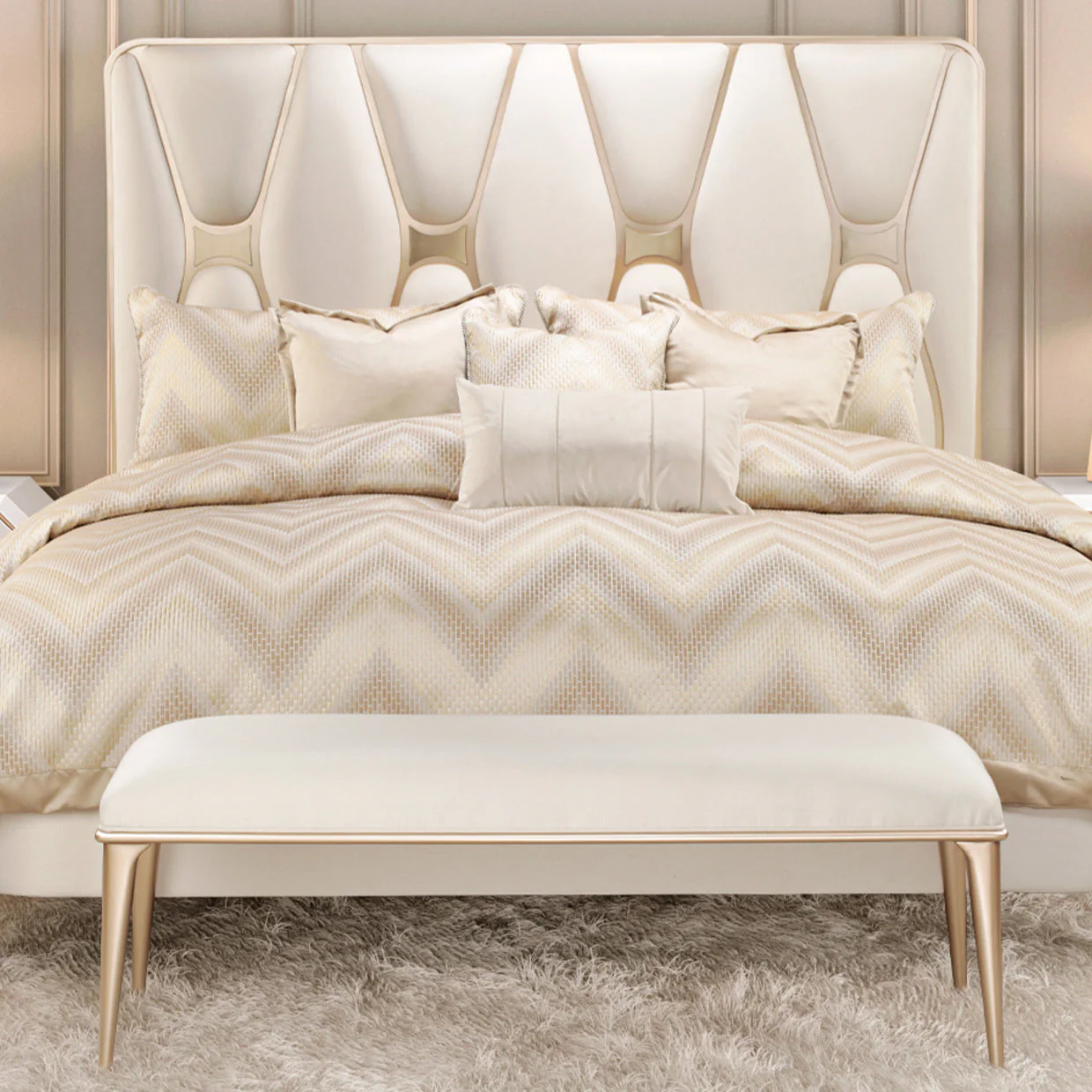 Michael Amini La Rachelle Upholstered Panel Bed - Image 3