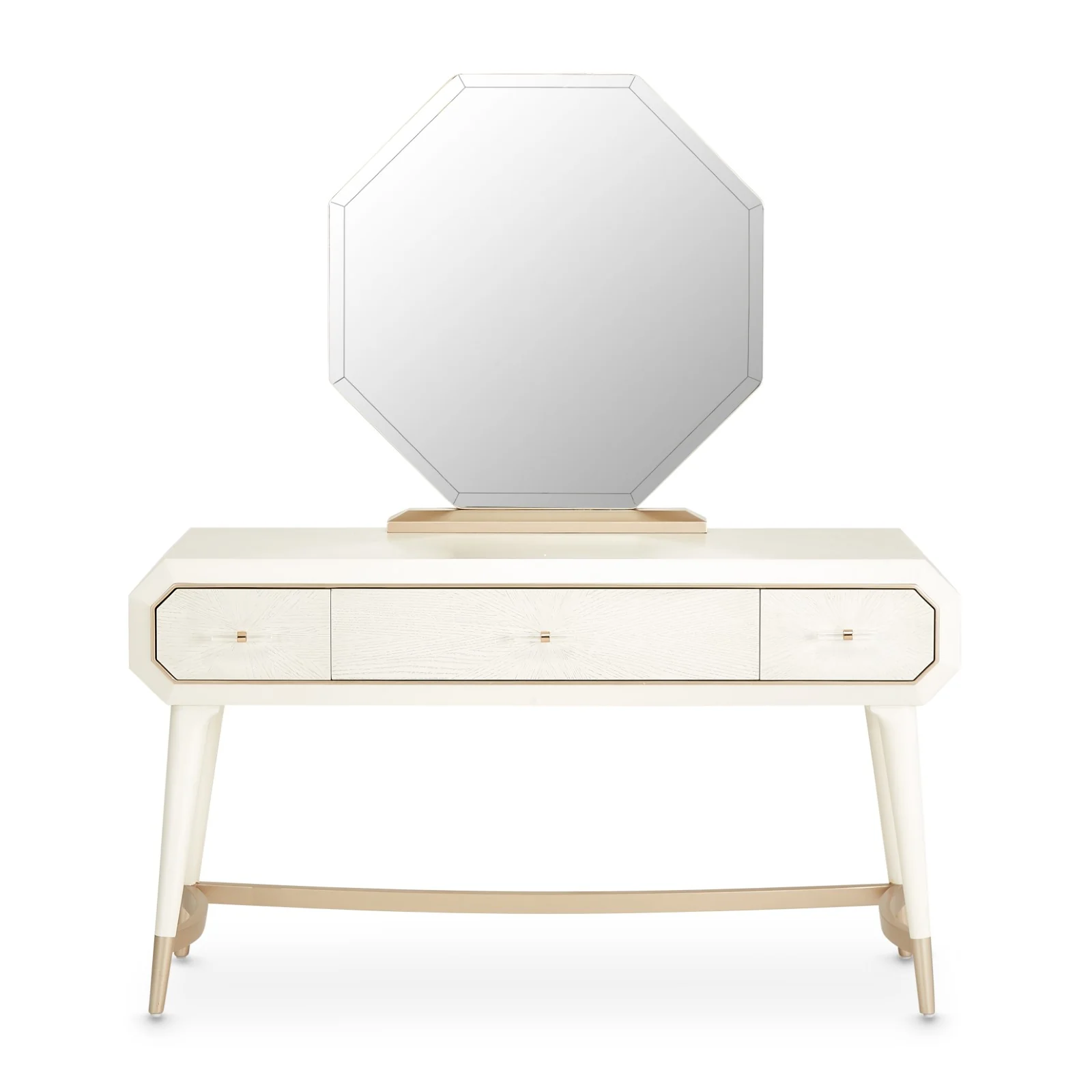 Michael Amini La Rachelle Vanity and Mirror Set - Champagne - Image 2