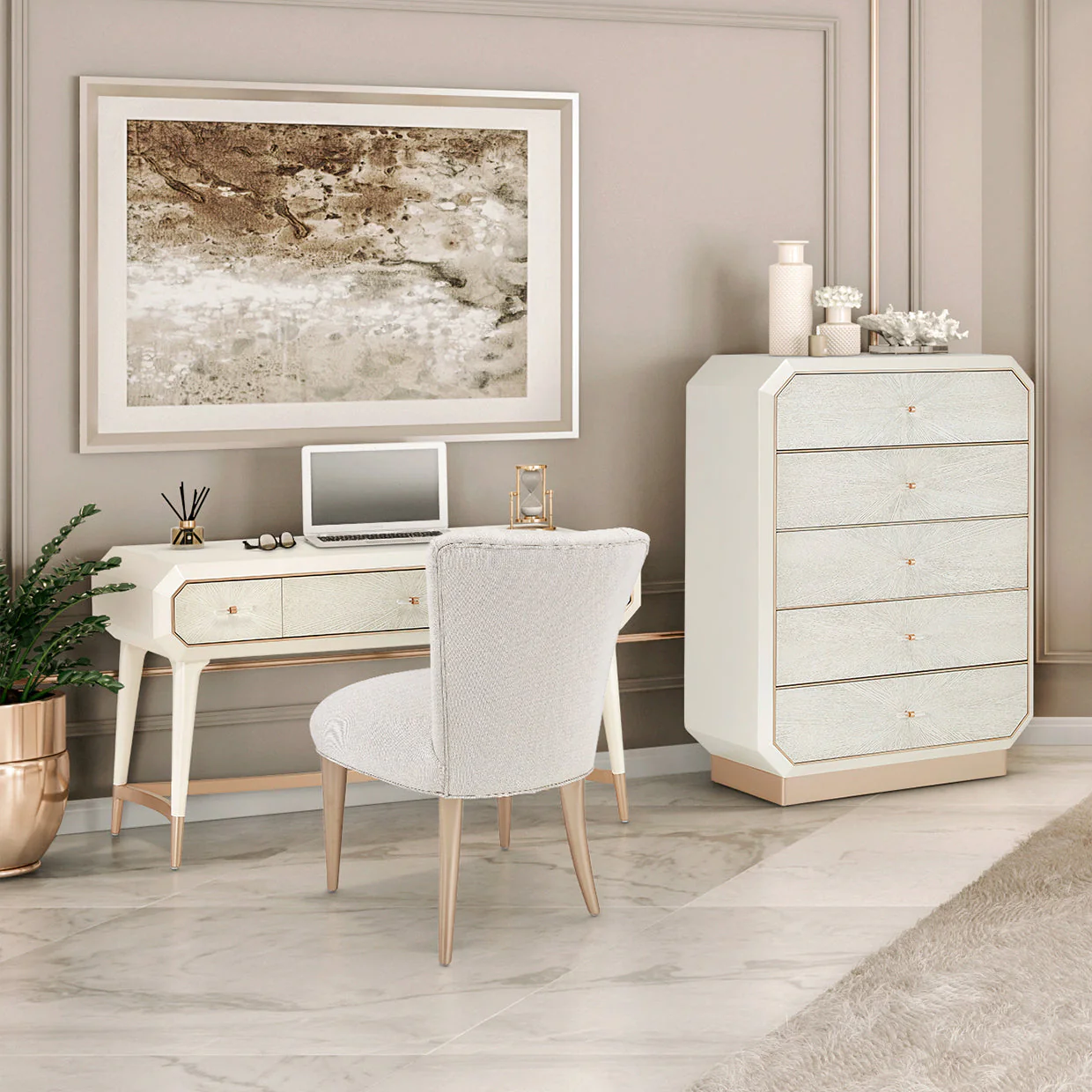 Michael Amini La Rachelle Vanity Desk - Image 2