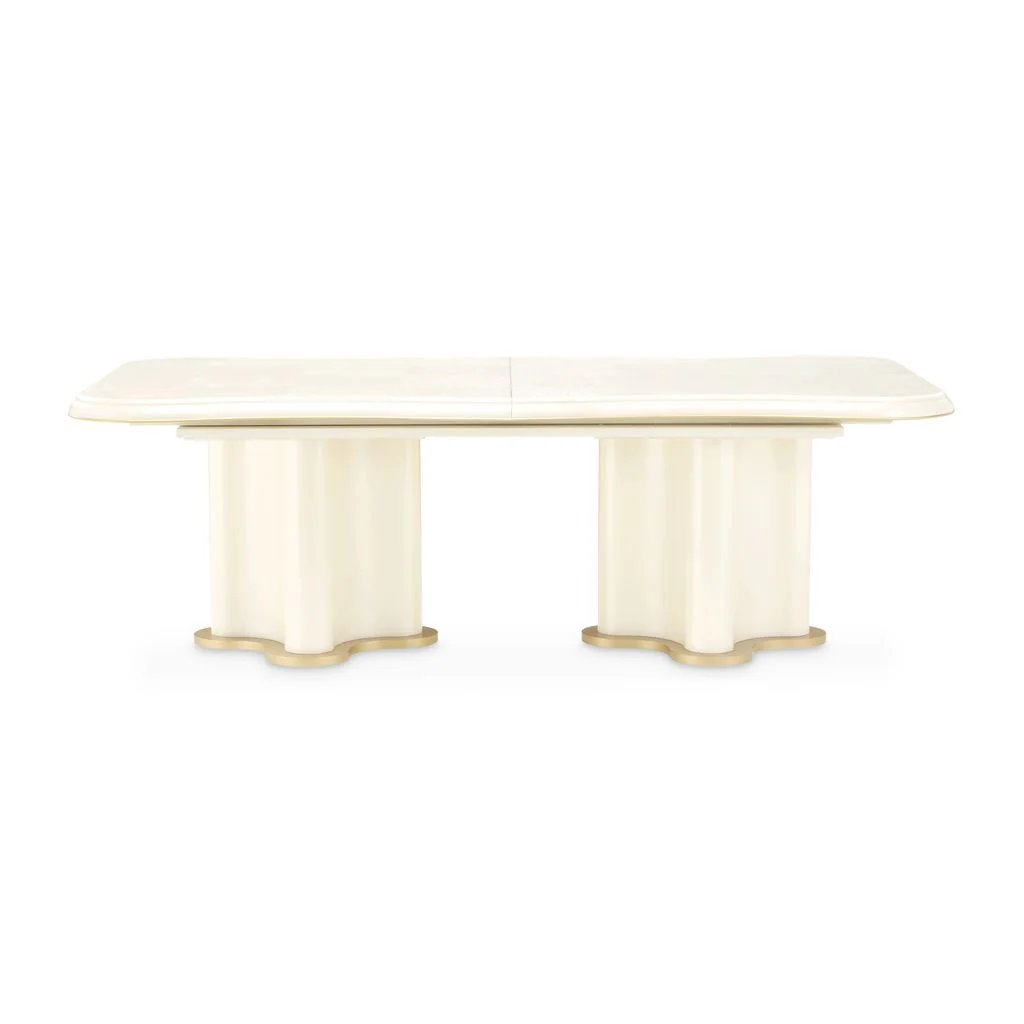 Michael Amini La Terrazza Double Pedestal Dining Table - Creamy Pearl - Image 10