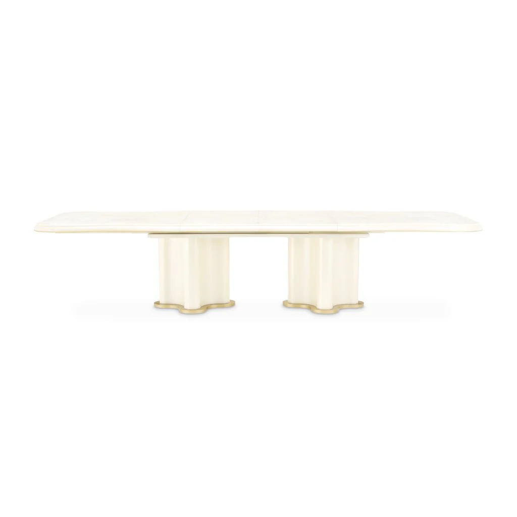 Michael Amini La Terrazza Double Pedestal Dining Table - Creamy Pearl - Image 12