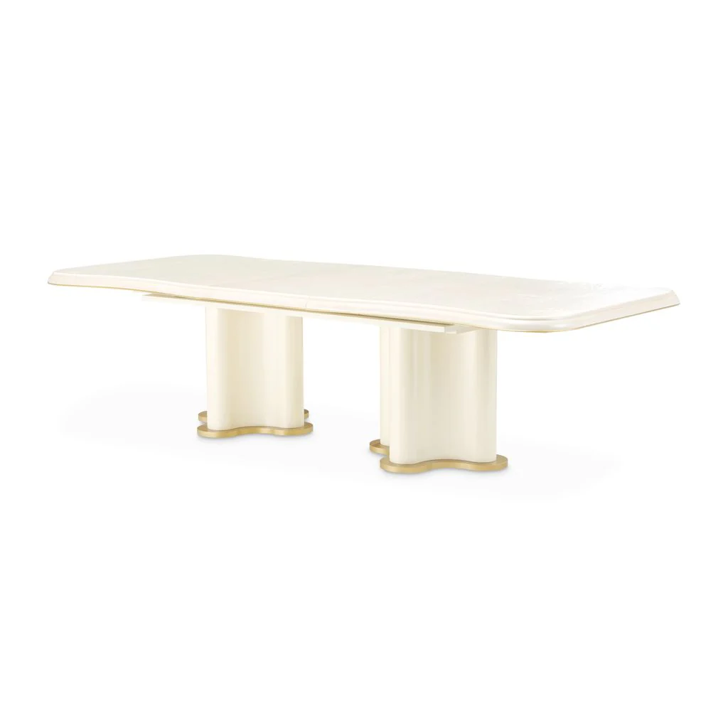 Michael Amini La Terrazza Double Pedestal Dining Table - Creamy Pearl - Image 14