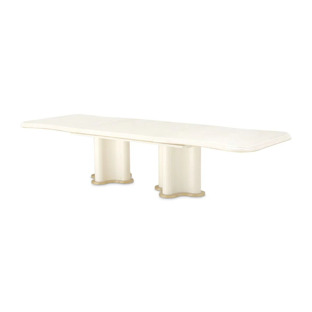 Michael Amini La Terrazza Double Pedestal Dining Table - Creamy Pearl - Image 3