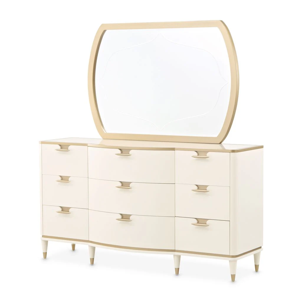 Michael Amini La Terrazza Dresser with Mirror - Creamy Pearl - Image 2