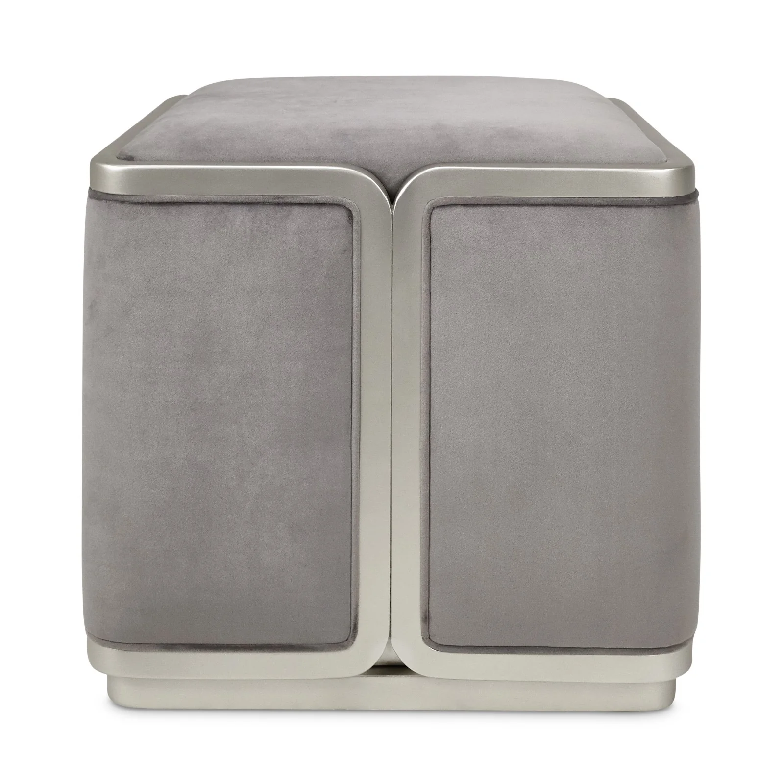Michael Amini Linea Ottoman - Gray Pearl/SilverMist - Image 2