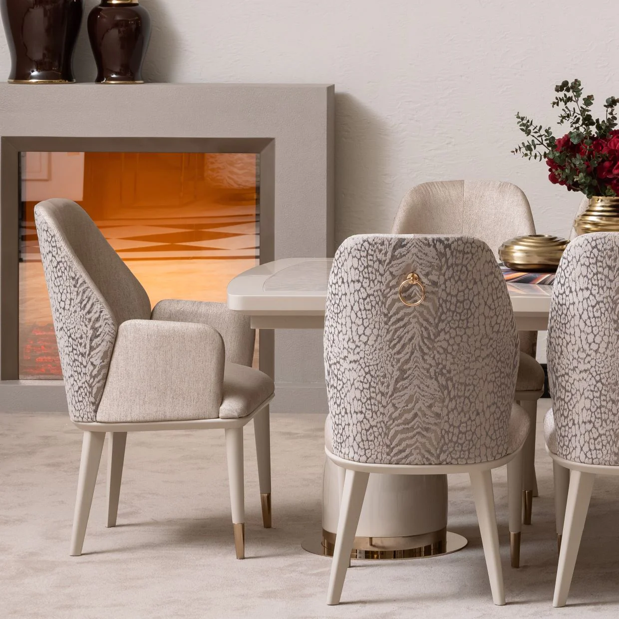 Michael Amini Lisbon Asmb. Arm Chair Silken Matte Cream - Image 18