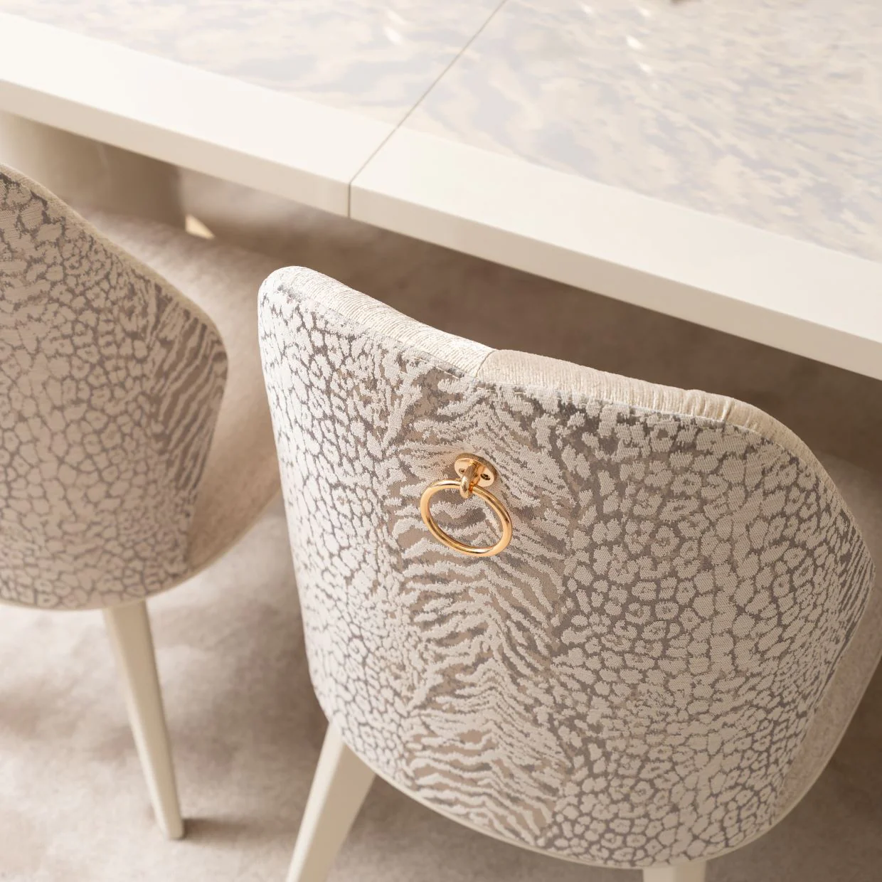 Michael Amini Lisbon Asmb. Side Chair Silken Matte Cream - Set of 2 - Image 9
