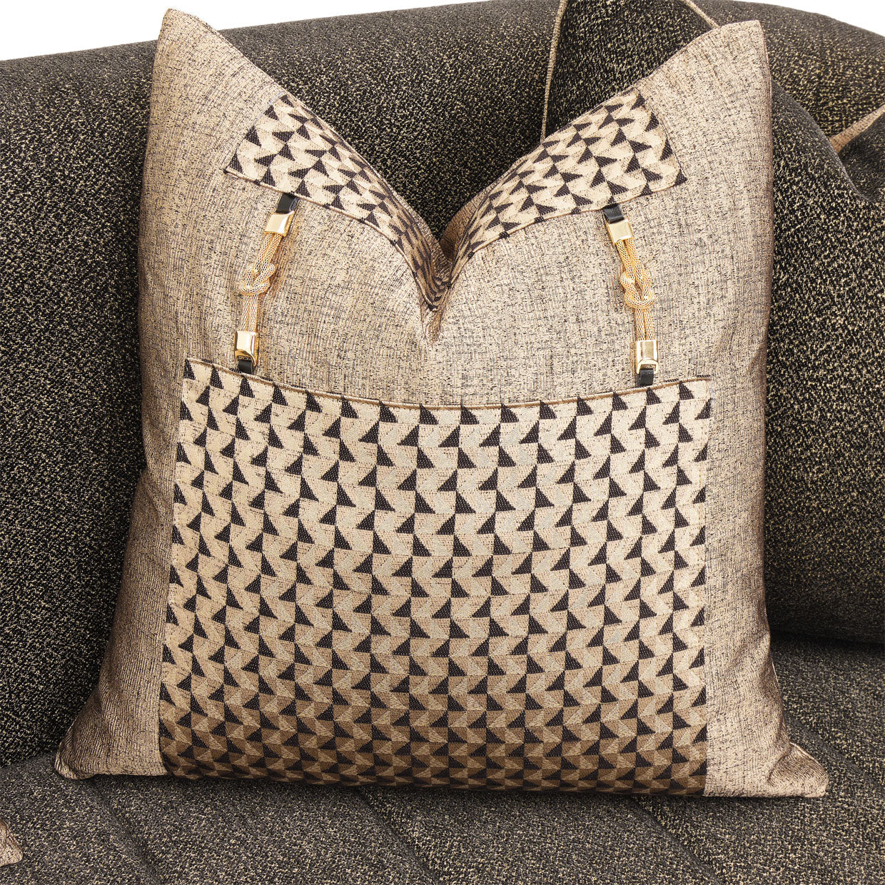 Michael Amini Lisbon Loveseat - Onyx/Gold - Image 12