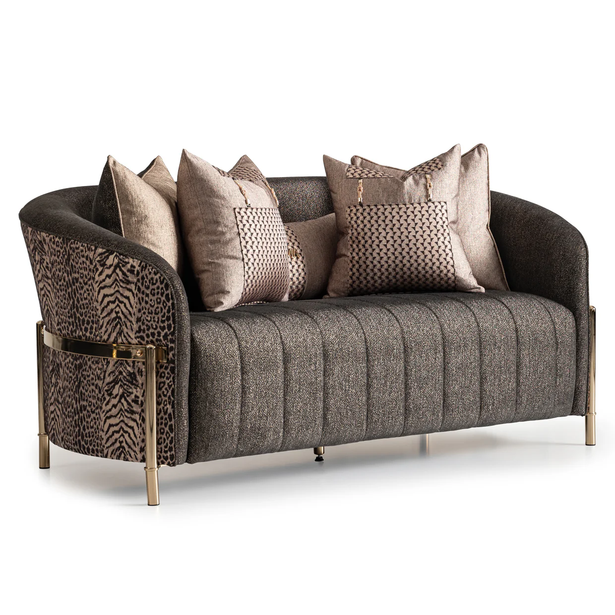 Michael Amini Lisbon Loveseat - Onyx/Gold - Image 14