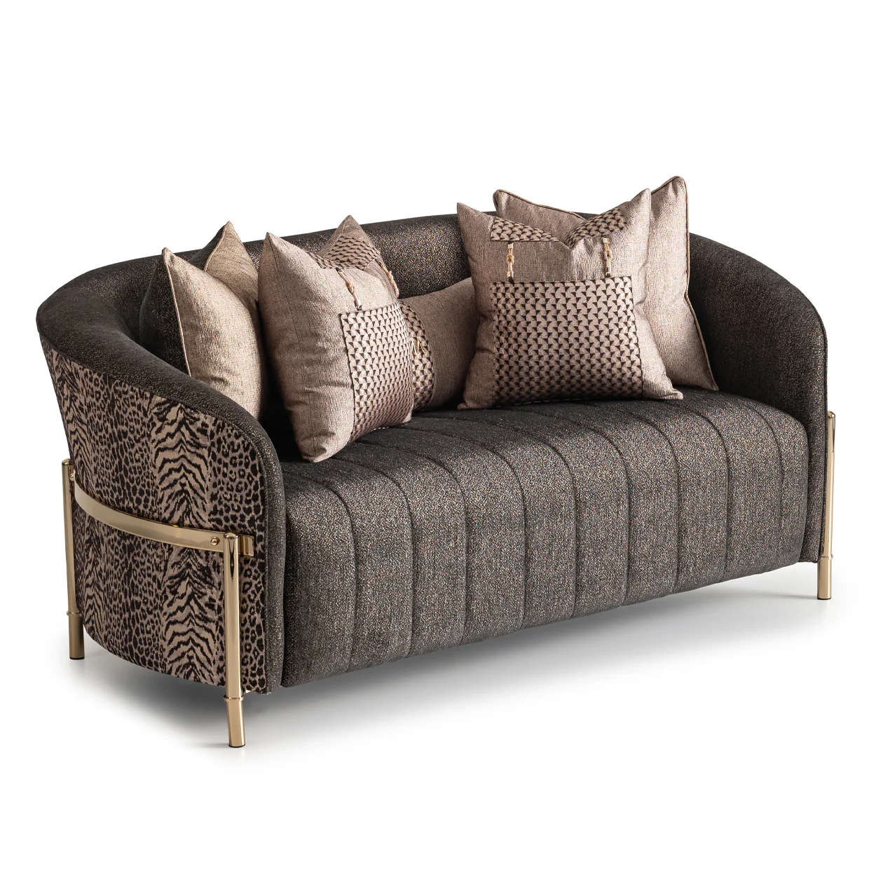 Michael Amini Lisbon Loveseat - Onyx/Gold - Image 15
