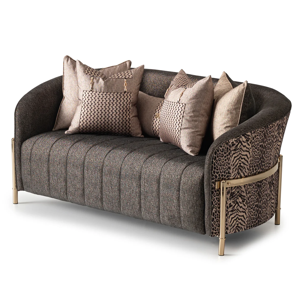 Michael Amini Lisbon Loveseat - Onyx/Gold - Image 23