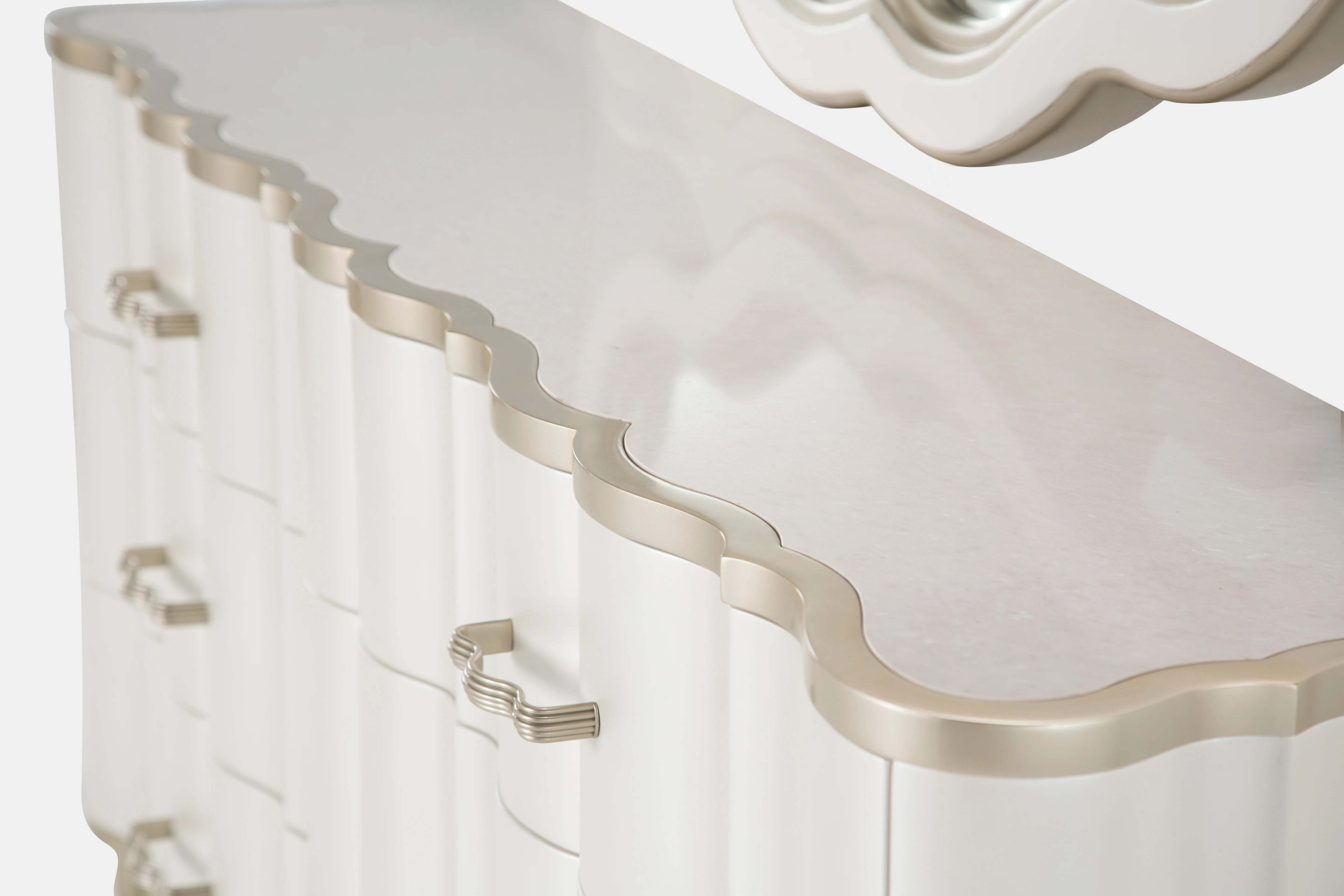 Michael Amini London Place Dresser with Mirror - Creamy Pearl - Image 6