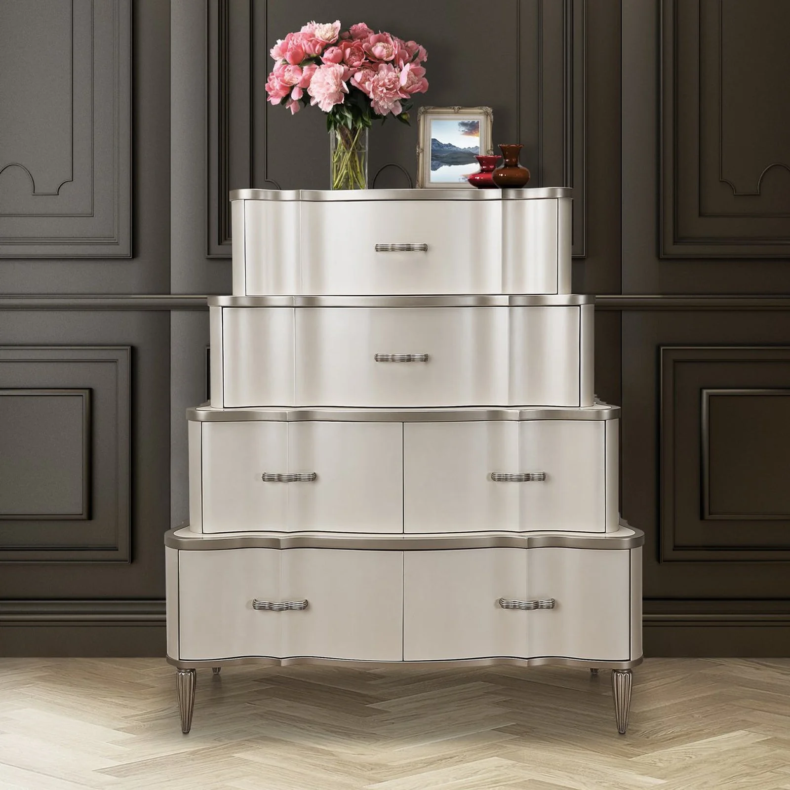 Michael Amini London Place Tiered 6 Drawer Storage Cabinets Chest - Image 2