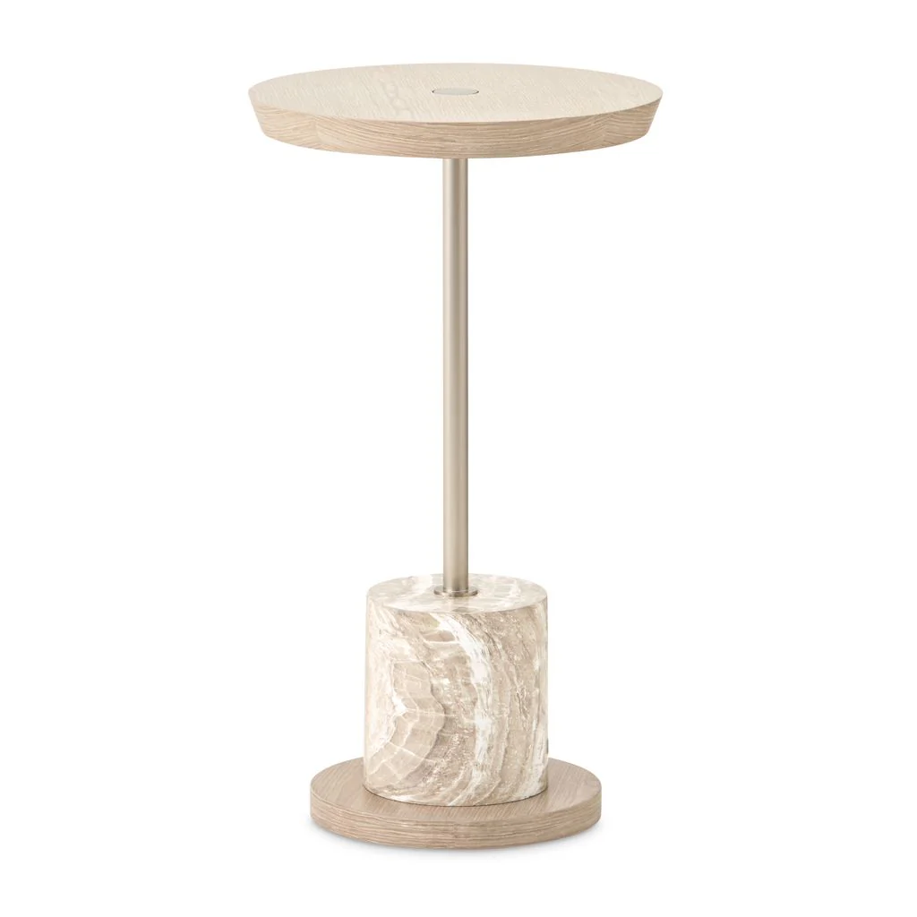 Michael Amini Lotus Bay Chairside Table - Sand - Image 2