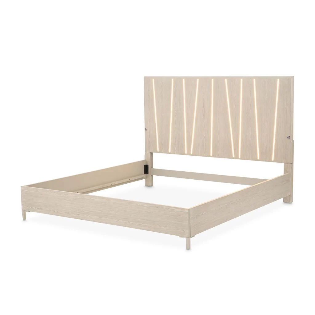 Michael Amini Lotus Bay Panel Bed with LED Lights - Sand - Image 3