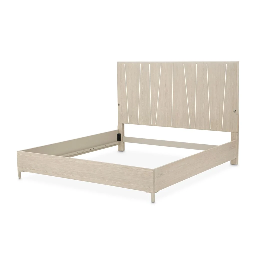 Michael Amini Lotus Bay Panel Bed with LED Lights - Sand - Image 4