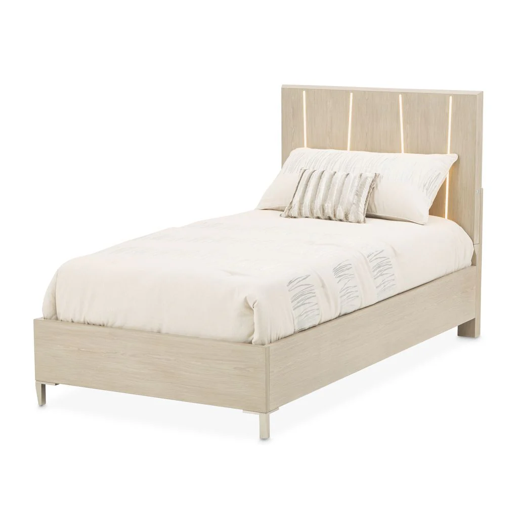 Michael Amini Lotus Bay Panel Bed with LED Lights - Sand - Image 6