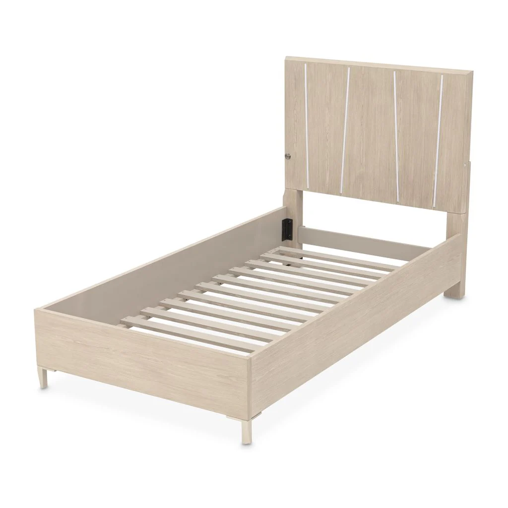 Michael Amini Lotus Bay Panel Bed with LED Lights - Sand - Image 9