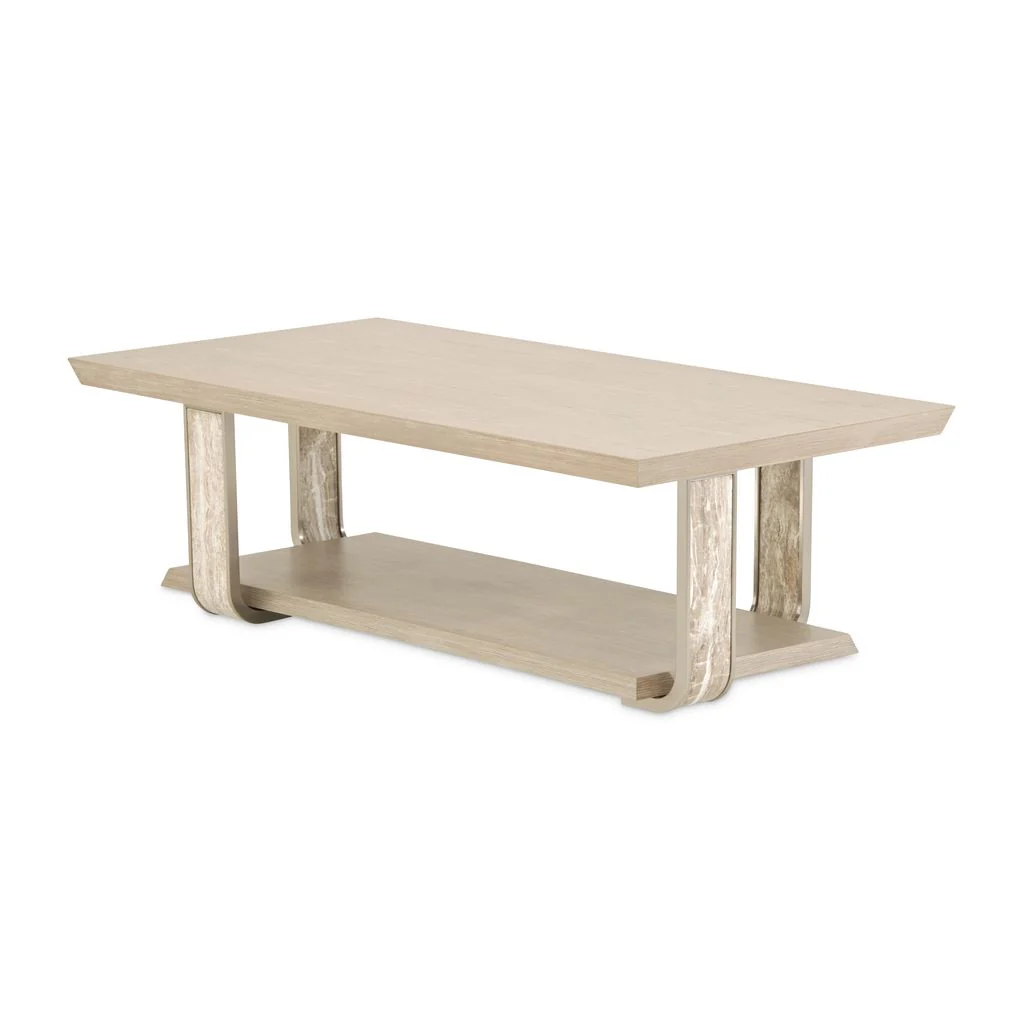 Michael Amini Lotus Bay Rectangular Cocktail Table - Sand - Image 4