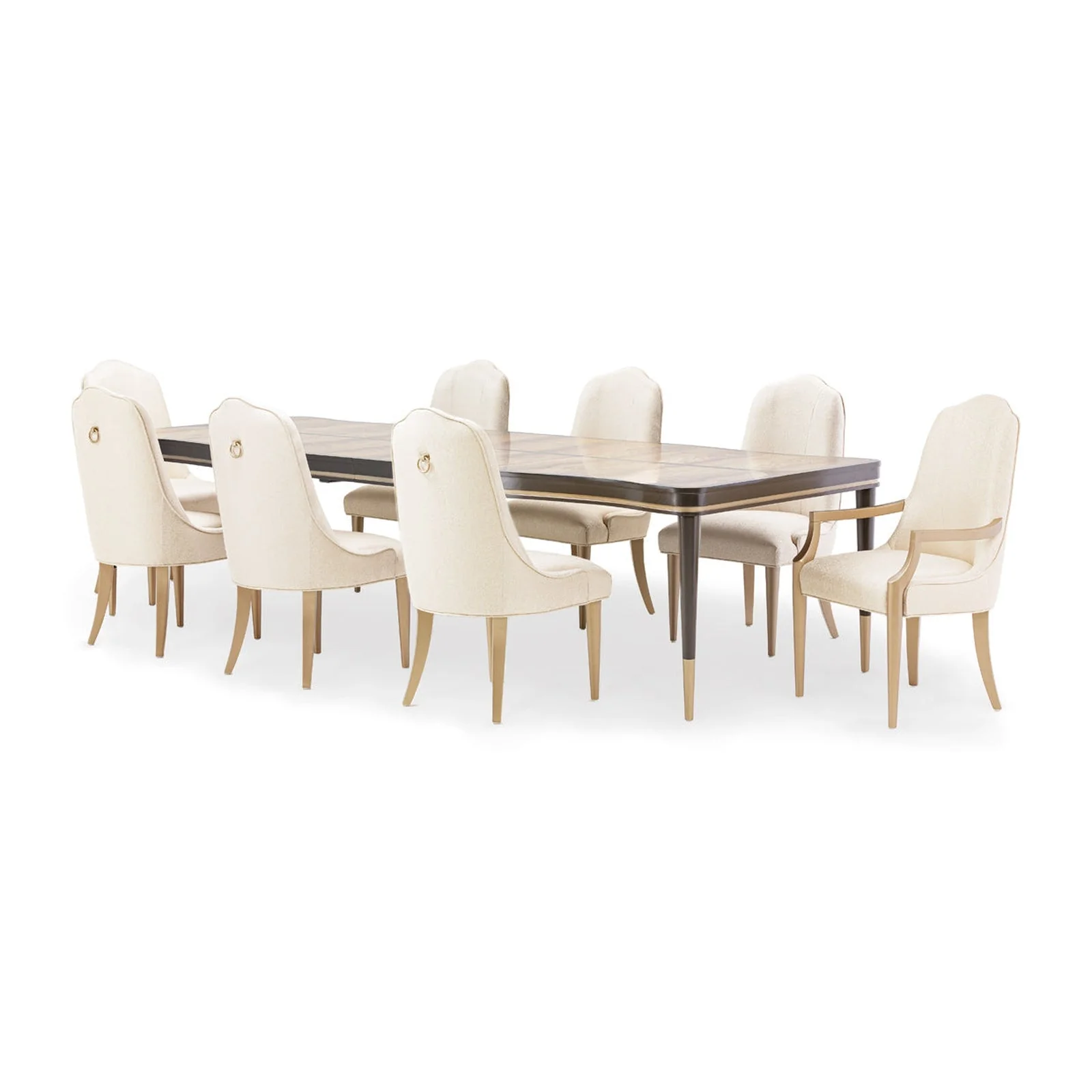 Michael Amini Malibu Crest Crotch Mahogany Rectangular Dining Table - Image 4