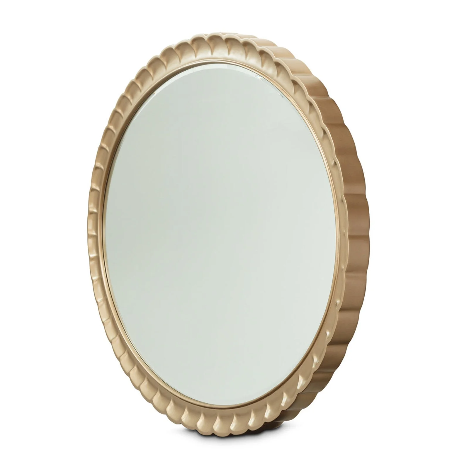 Michael Amini Malibu Crest Crotch Mahogany Oval Wall Mirror - Image 4