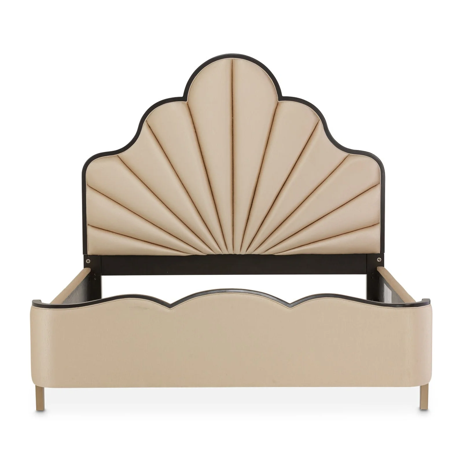 Michael Amini Malibu Crest Crotch Mahogany Scalloped Panel Bed - Image 4