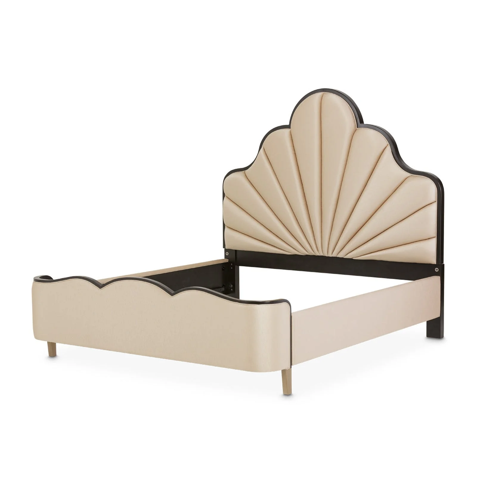 Michael Amini Malibu Crest Crotch Mahogany Scalloped Panel Bed - Image 5