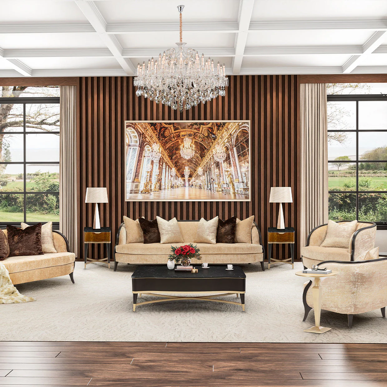 Michael Amini Malibu Crest Crotch Mahogany End Table - Image 3