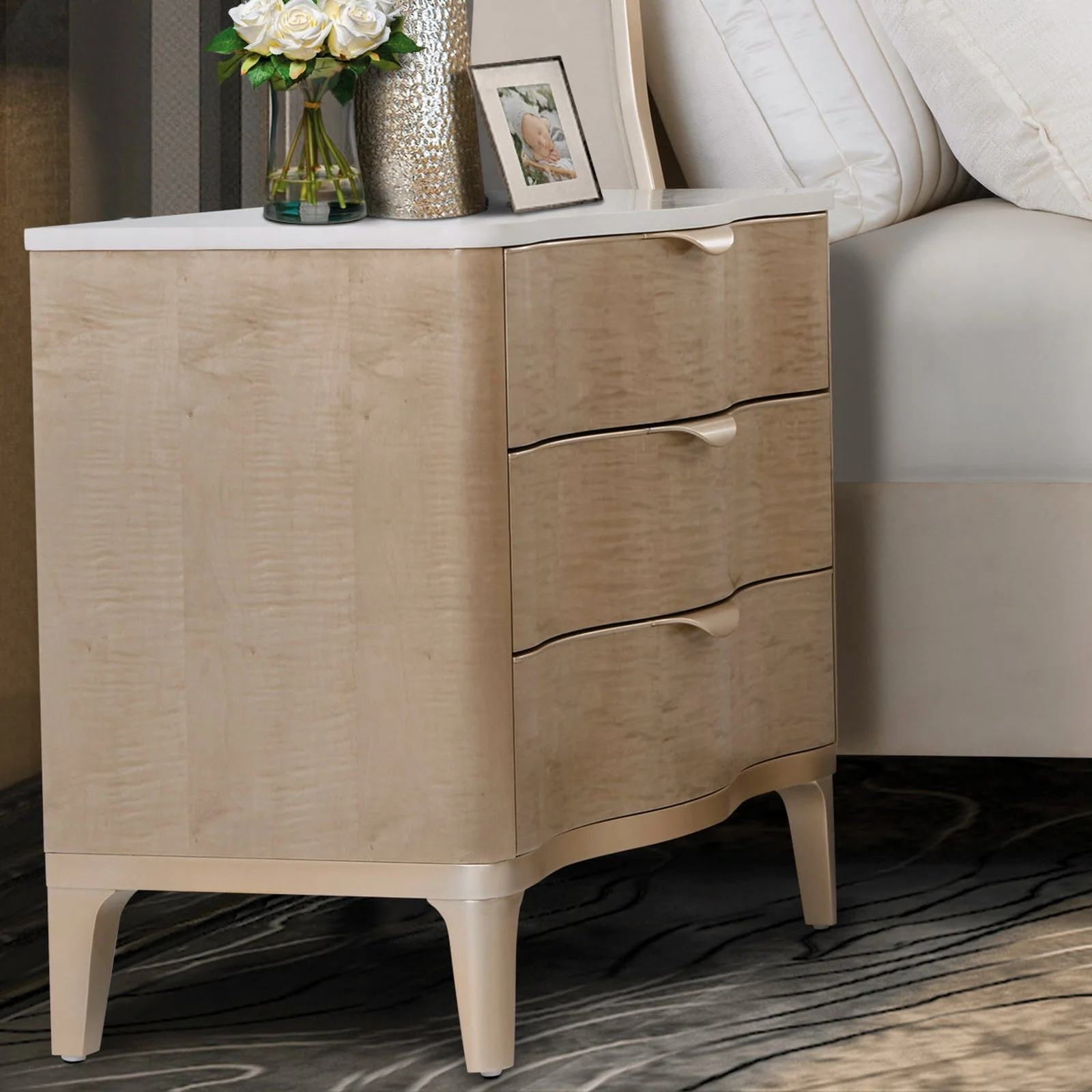 Michael Amini Malibu Crest 3 Drawer Nightstand - Image 2