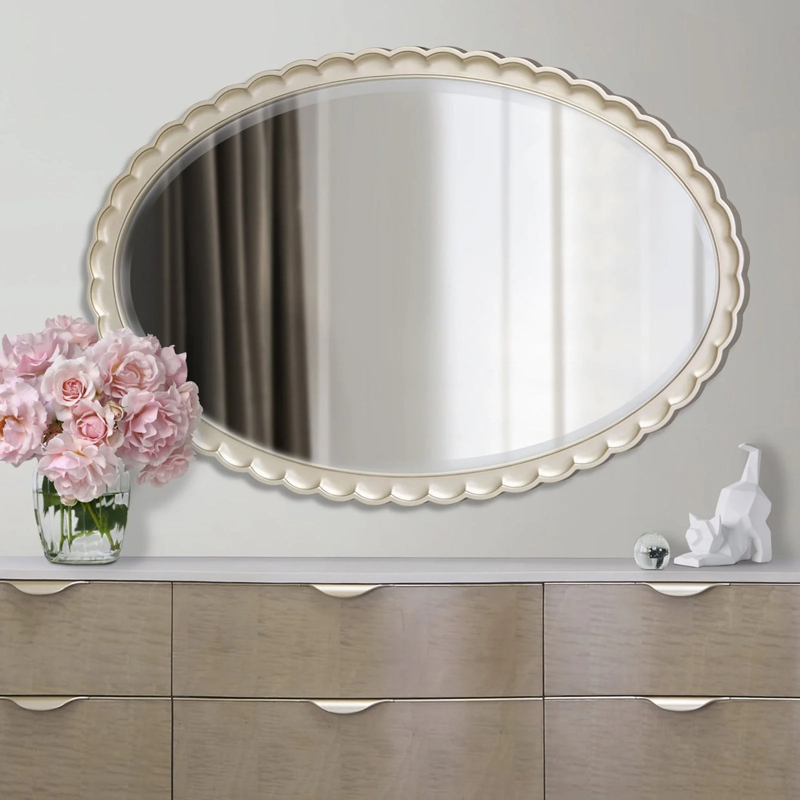 Michael Amini Malibu Crest Oval Wall Mirror - Image 2