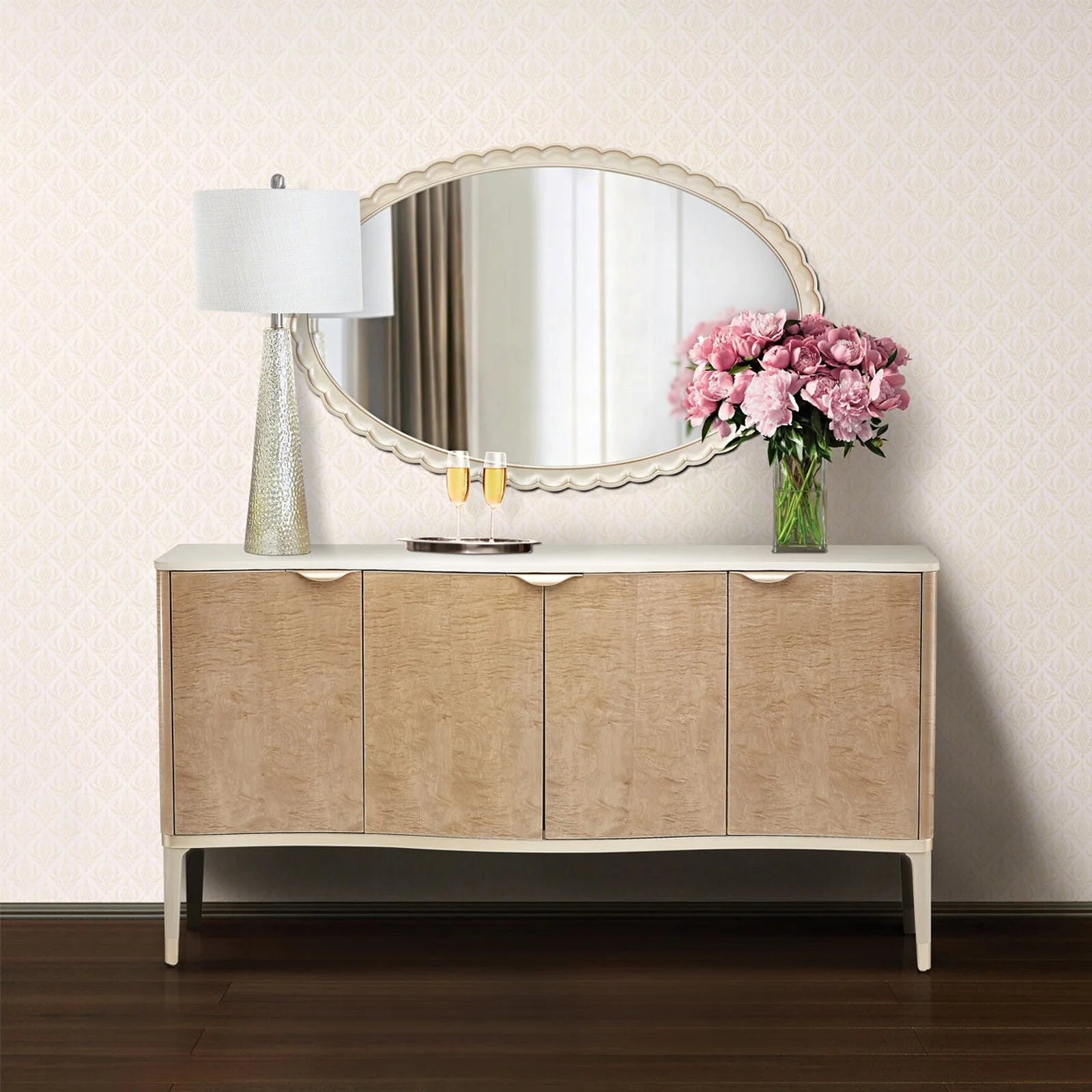 Michael Amini Malibu Crest Oval Wall Mirror - Image 3